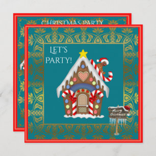 gingerbread house christmas party invitation