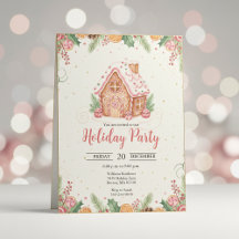 Gingerbread House Christmas Party Invitation