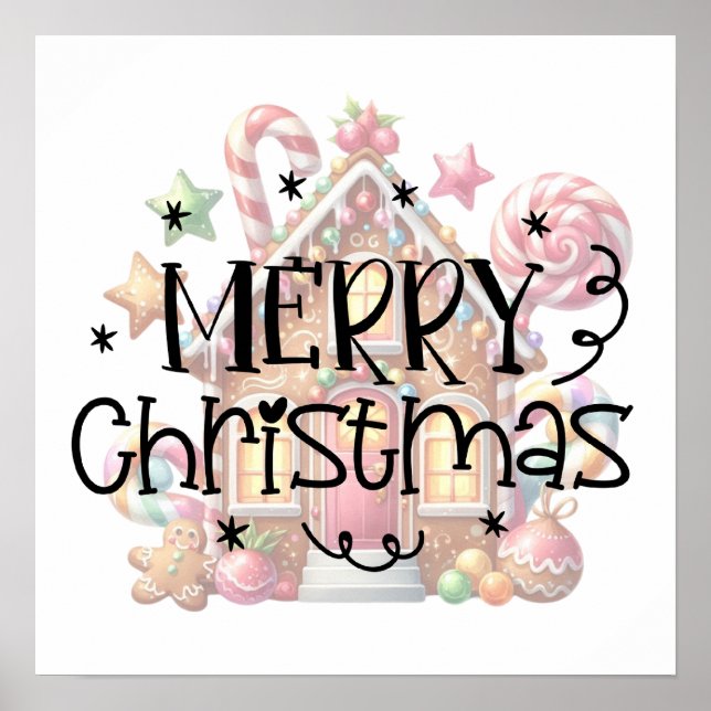 Gingerbread house Christmas Poster (Front)