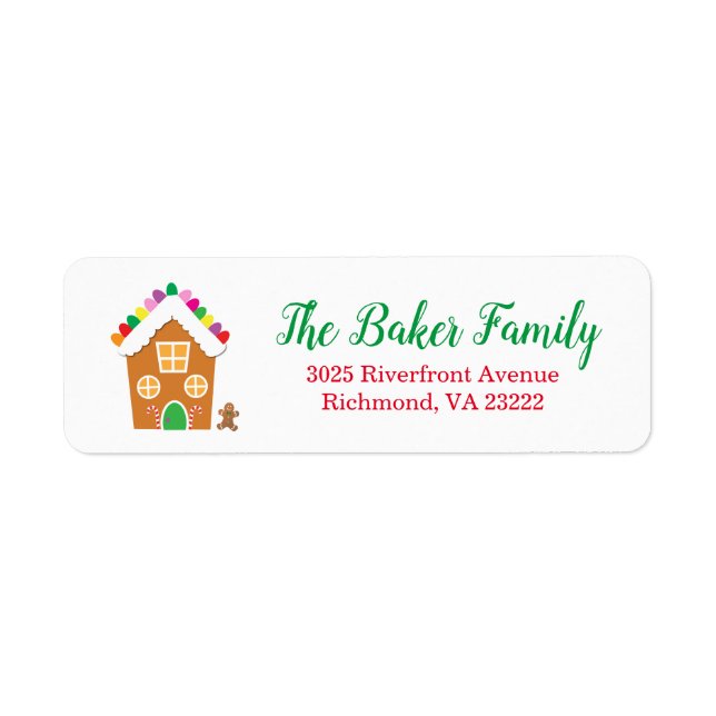Gingerbread House Christmas Return Address Return Address Label (Front)