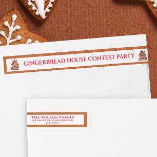 Gingerbread House Christmas Return Address Wrap Around Label