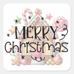 Gingerbread house Christmas Square Sticker