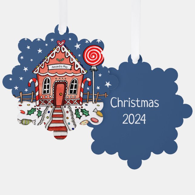 Gingerbread House Christmas Tree Decoration Card (Front/Back)