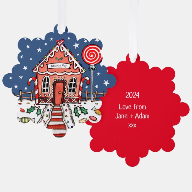 Gingerbread House Christmas Tree Decoration Card (Front/Back)