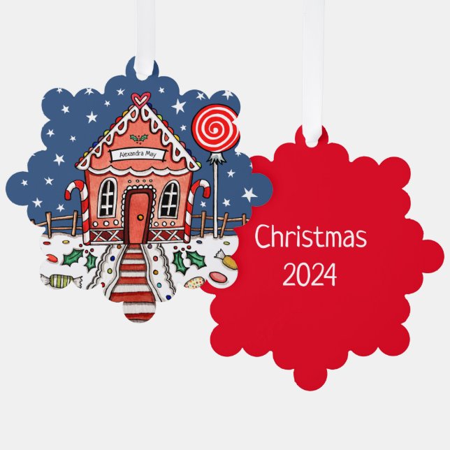 Gingerbread House Christmas Tree Decoration Card (Front/Back)