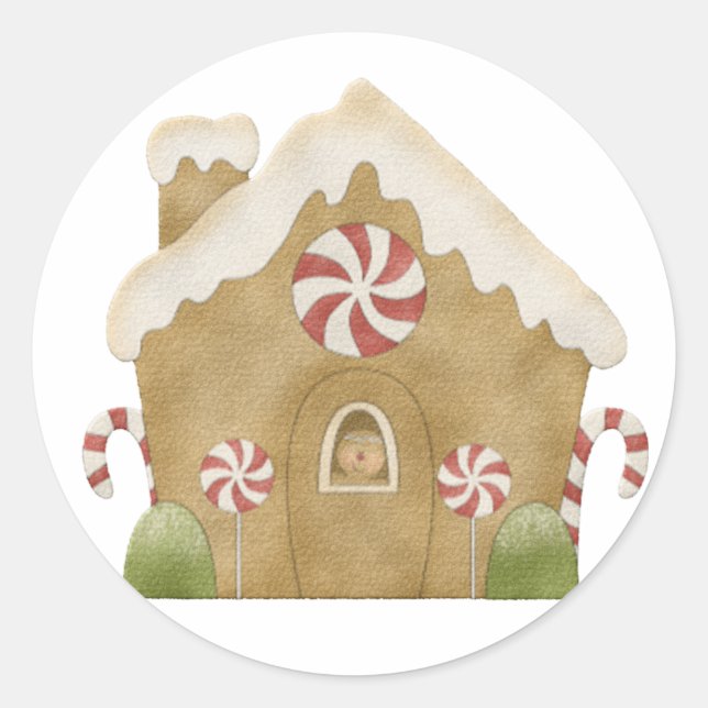 Gingerbread house classic round sticker (Front)