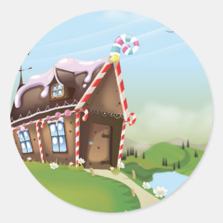 Gingerbread house classic round sticker