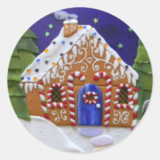 Gingerbread House Classic Round Sticker