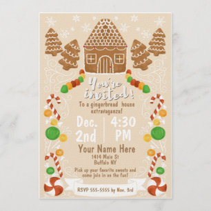 Gingerbread House Colourful Christmas Candy Invitation