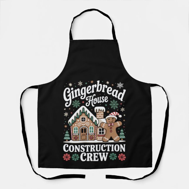 Gingerbread House Construction Crew Christmas Xmas Apron (Front)