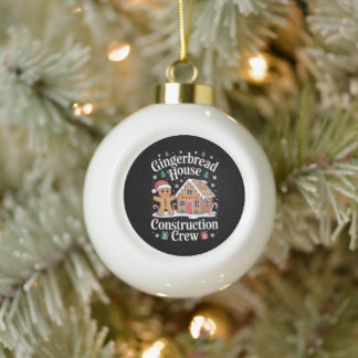 Gingerbread House Construction Crew Christmas Xmas Ceramic Ball Christmas Ornament