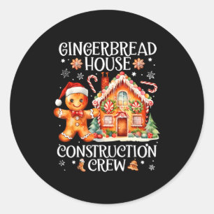 Gingerbread House Construction Crew Cookie Baking Classic Round Sticker