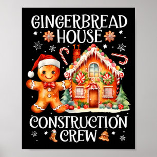 Gingerbread House Construction Crew Cookie Baking  Poster