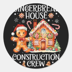 Gingerbread House Construction Crew Cookie King Ch Classic Round Sticker
