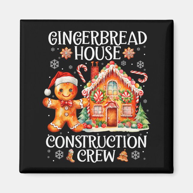 Gingerbread House Construction Crew Cookies Baking Magnet (Front)