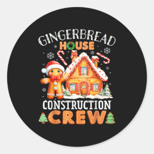 Gingerbread House Construction Crew Decorating Bak Classic Round Sticker