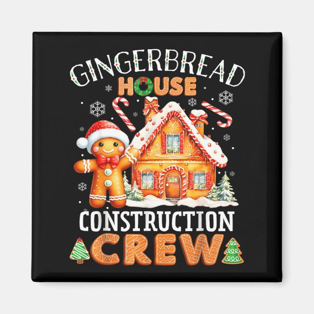 Gingerbread House Construction Crew Decorating Bak Magnet (Front)