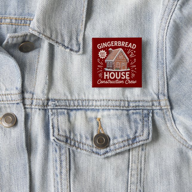 Gingerbread House Construction Crew Funny Xmas  15 Cm Square Badge (In Situ)