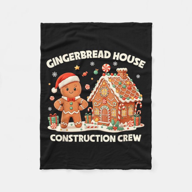 Gingerbread House Construction Crew Kids Men Women Fleece Blanket (Front)