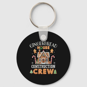 Gingerbread House Construction Crew Kids Men Women Key Ring