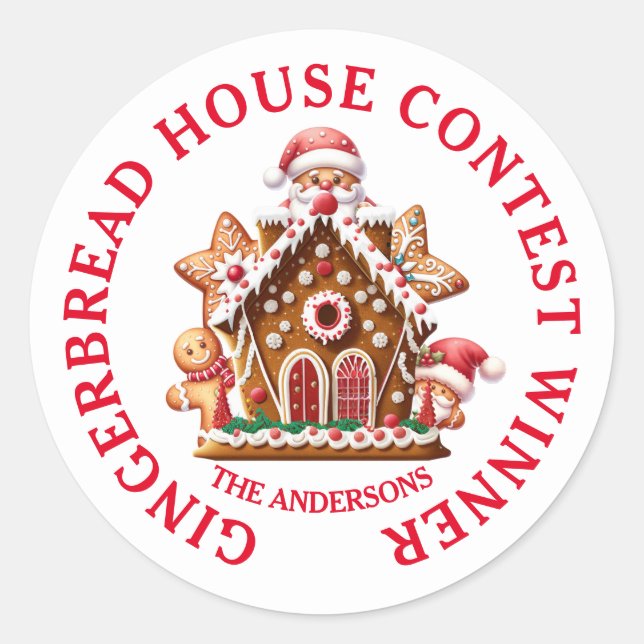 Gingerbread House Contest Winner Classic Round Sticker (Front)