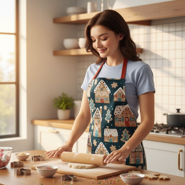 Gingerbread House Cookie Christmas Holidays Winter Apron (Creator Uploaded)