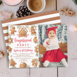 Gingerbread House Cookie Decorating Birthday Photo Invitation