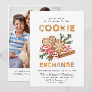 Gingerbread House Cookie Exchange Christmas Party Invitation