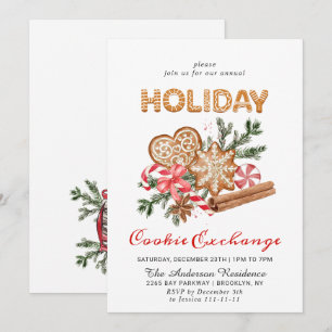 Gingerbread House Cookie Exchange Christmas Party Invitation
