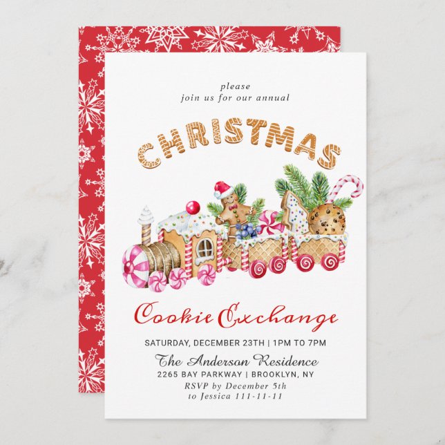 Gingerbread House Cookie Exchange Christmas Party Invitation (Front/Back)