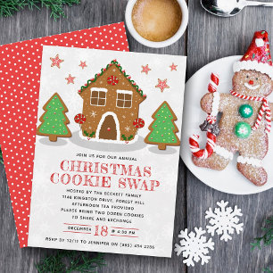 Gingerbread House Cookie Exchange Christmas Party Invitation