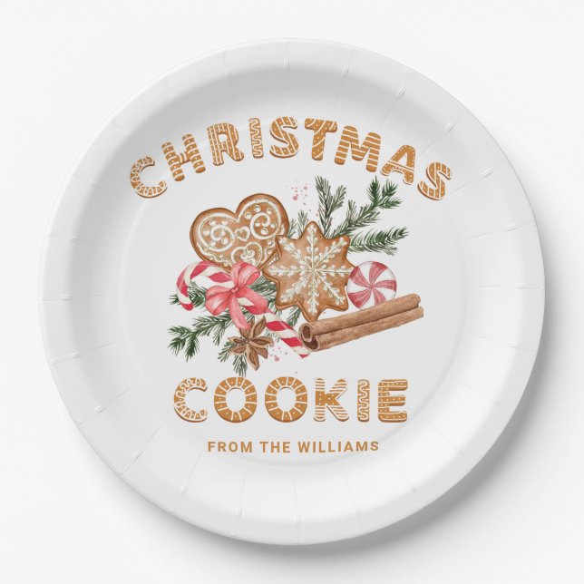 Gingerbread House Cookie Exchange Christmas Party Paper Plate (Front)