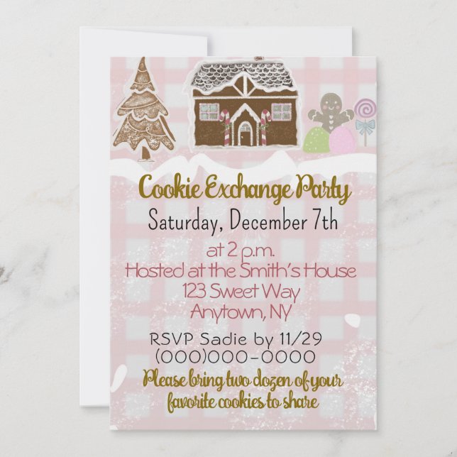 Gingerbread House Cookie Exchange  Invitation (Front)