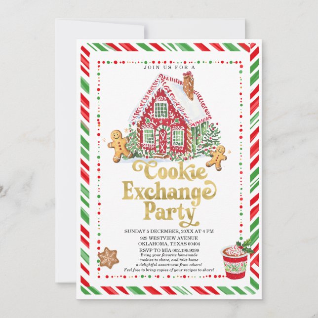 Gingerbread House Cookie Exchange Party Invitation (Front)