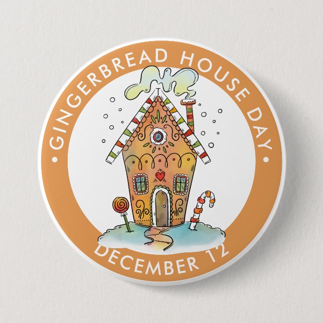 Gingerbread House Day, candy house 7.5 Cm Round Badge (Front)