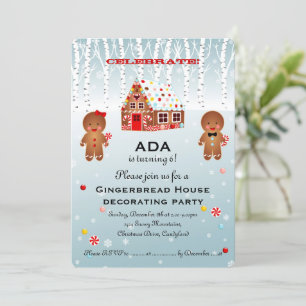 Gingerbread House Decorating Birthday Invitation