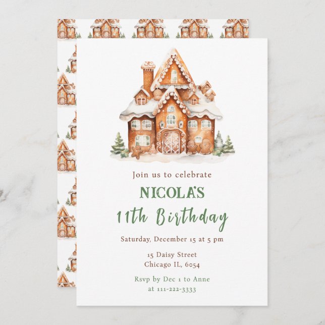 Gingerbread House Decorating Birthday Party Invitation (Front/Back)