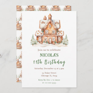 Gingerbread House Decorating Birthday Party Invitation