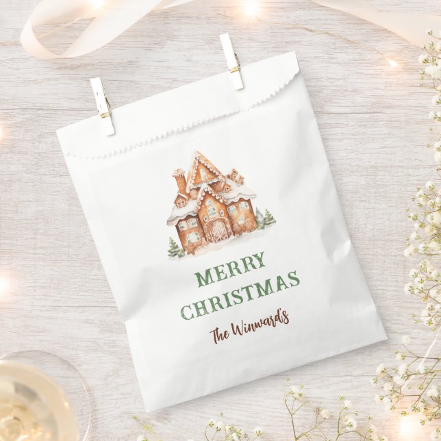 Gingerbread House Decorating Christmas Party Favour Bag (Clipped)