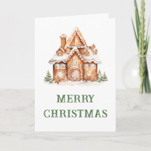 Gingerbread House Decorating Christmas Party Holiday Card