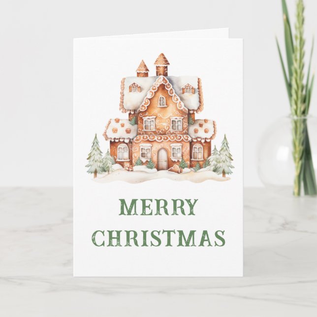 Gingerbread House Decorating Christmas Party Holiday Card (Front)