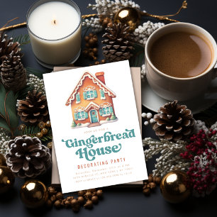 Gingerbread House Decorating Christmas Party Invitation