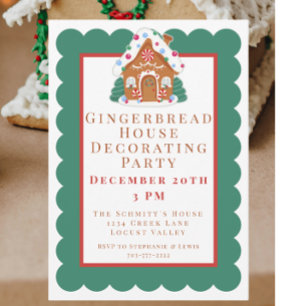 Gingerbread House Decorating Christmas Party Invitation