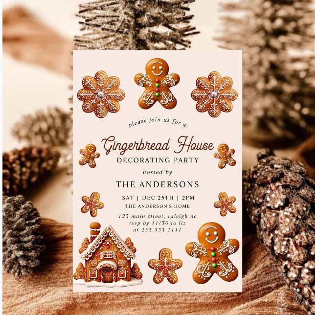 Gingerbread House Decorating Christmas Party Invitation (Creator Uploaded)