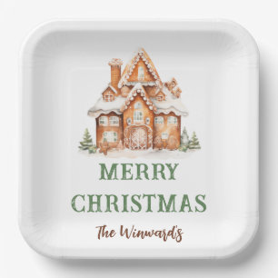 Gingerbread House Decorating Christmas Party Paper Plate