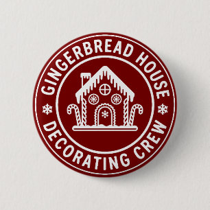 Gingerbread House Decorating Crew Christmas Family 6 Cm Round Badge