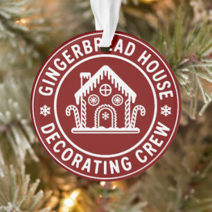 Gingerbread House Decorating Crew Christmas Family Ornament