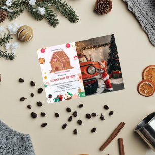 Gingerbread House Decorating Party 1St Birthday In Invitation