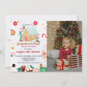 Gingerbread House Decorating Party 1St Birthday Invitation
