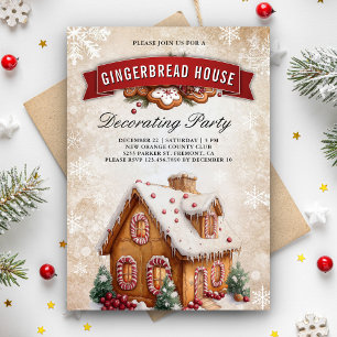 Gingerbread House Decorating Party Christmas Invitation